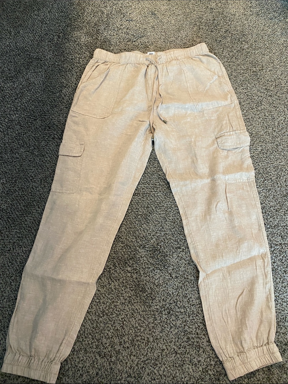 Nicole Miller Light Beige Cargo Jogger Pants